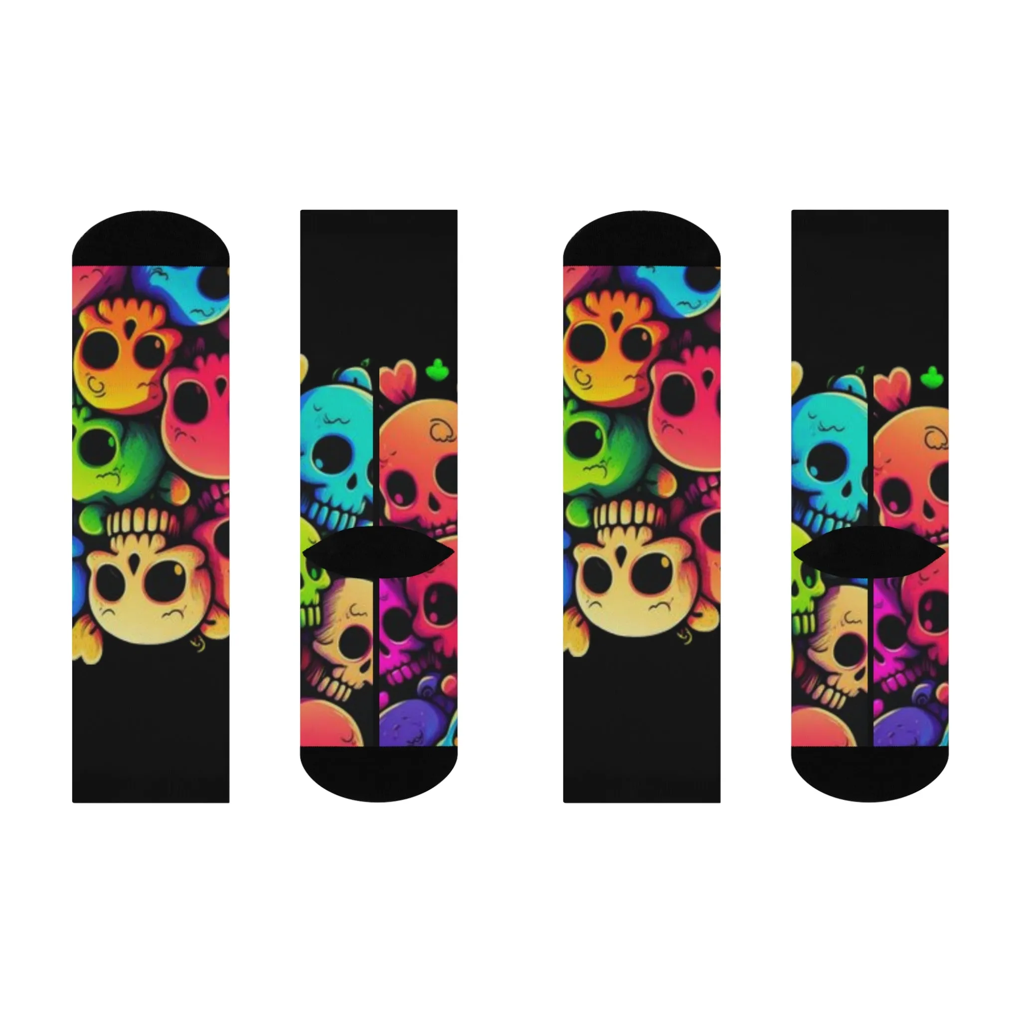 💀 Vibrant Skull Print Cushioned Black Socks – Funky & Bold Fashion for Men & Women