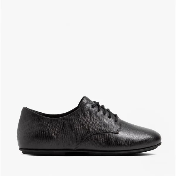 ADEOLA LIZARD Ladies Leather Derby Shoes All Black