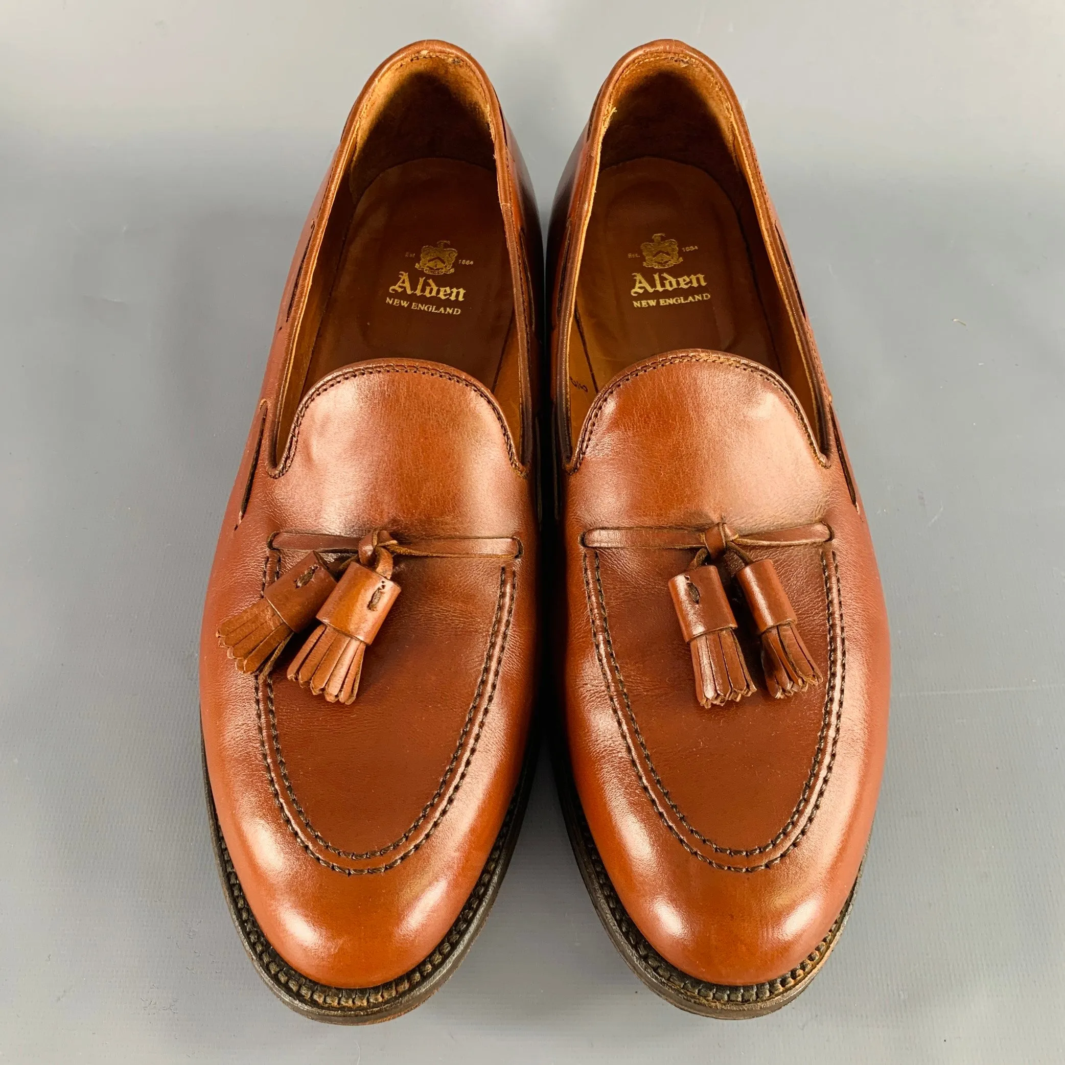 ALDEN Size 10 Brown Leather Tassels Loafers
