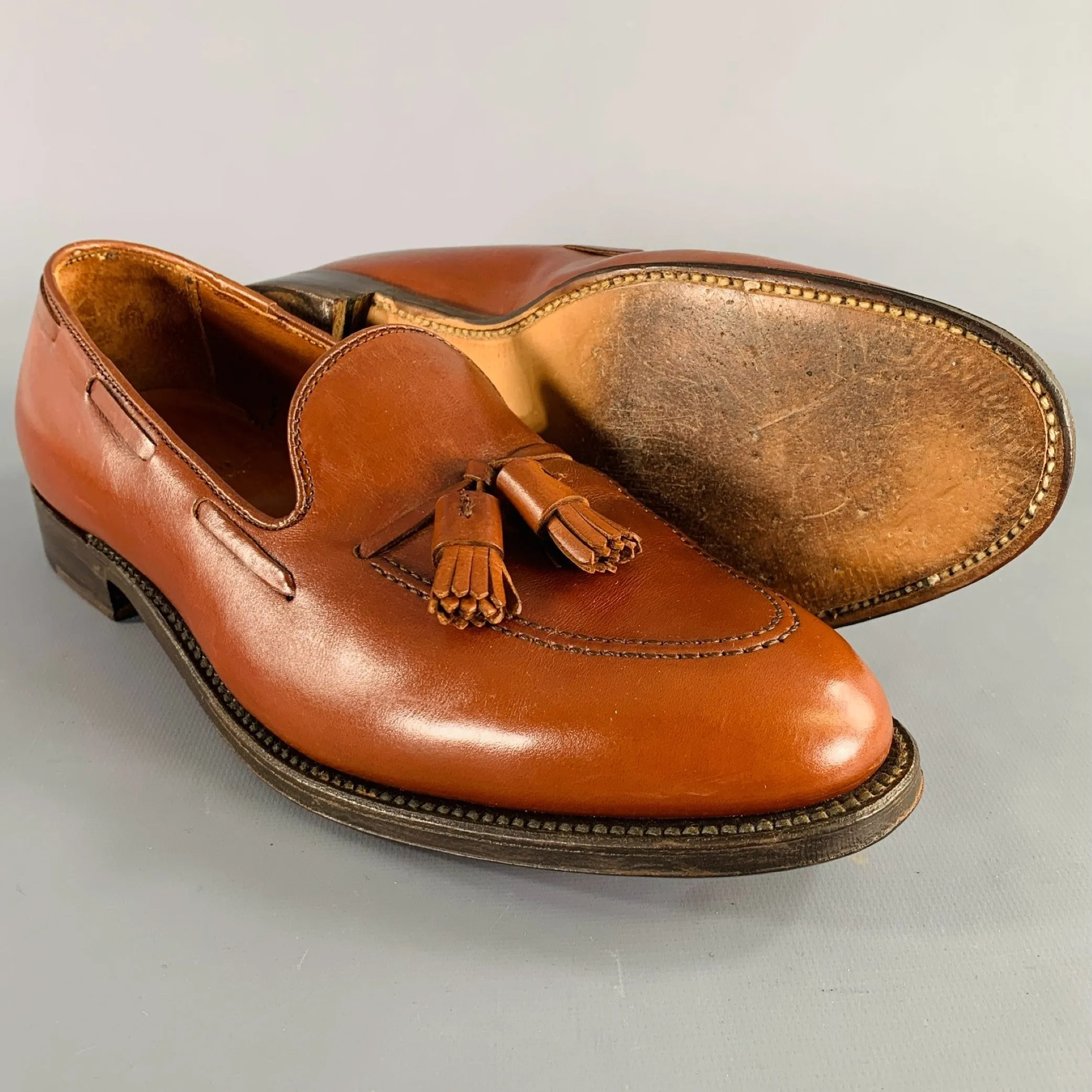 ALDEN Size 10 Brown Leather Tassels Loafers