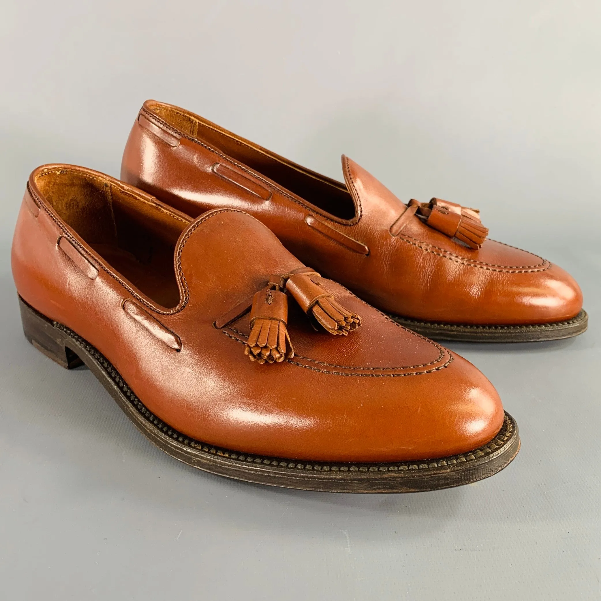 ALDEN Size 10 Brown Leather Tassels Loafers