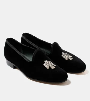 Bryceland's x Bowhill & Elliott Velvet Slippers Black