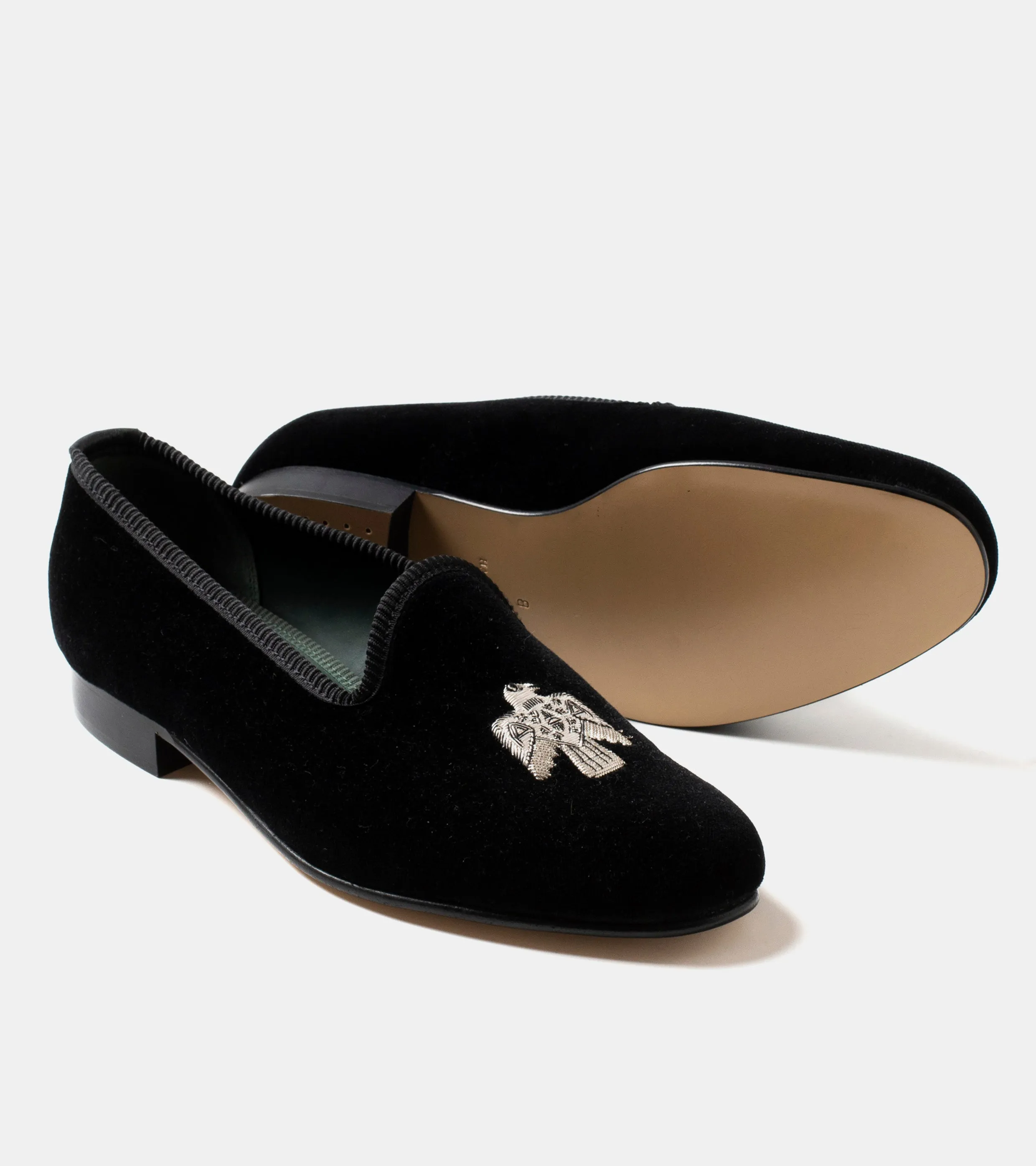 Bryceland's x Bowhill & Elliott Velvet Slippers Black