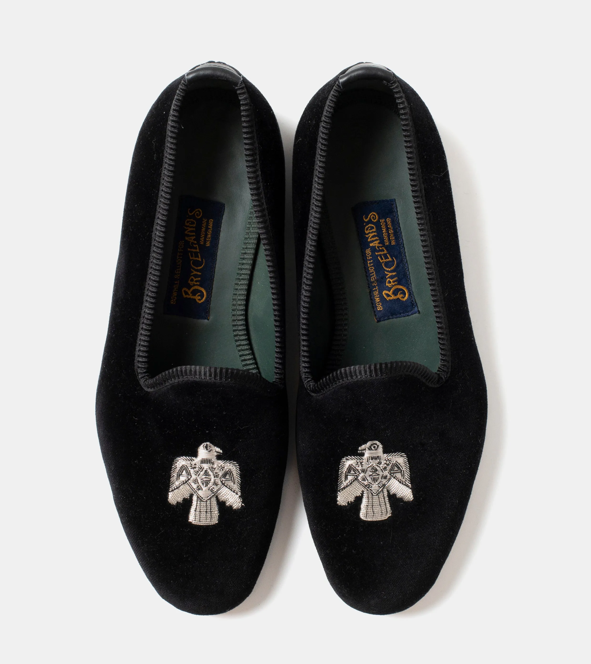 Bryceland's x Bowhill & Elliott Velvet Slippers Black