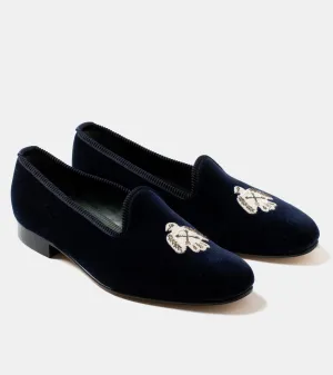 Bryceland's x Bowhill & Elliott Velvet Slippers Navy