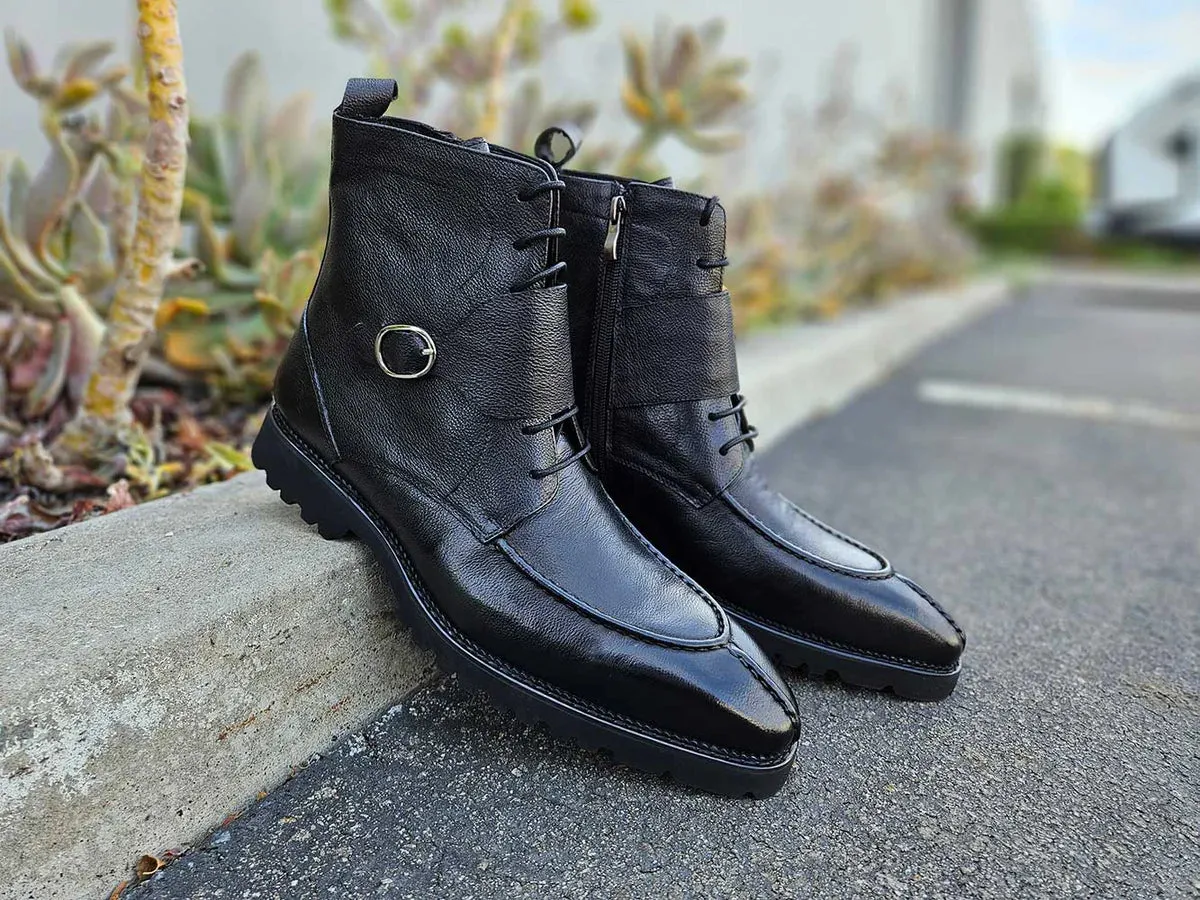 Carrucci Black Rugged Split Lace-Up Men's Boot Style No: KB480-03