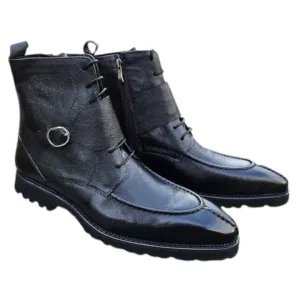 Carrucci Black Rugged Split Lace-Up Men's Boot Style No: KB480-03