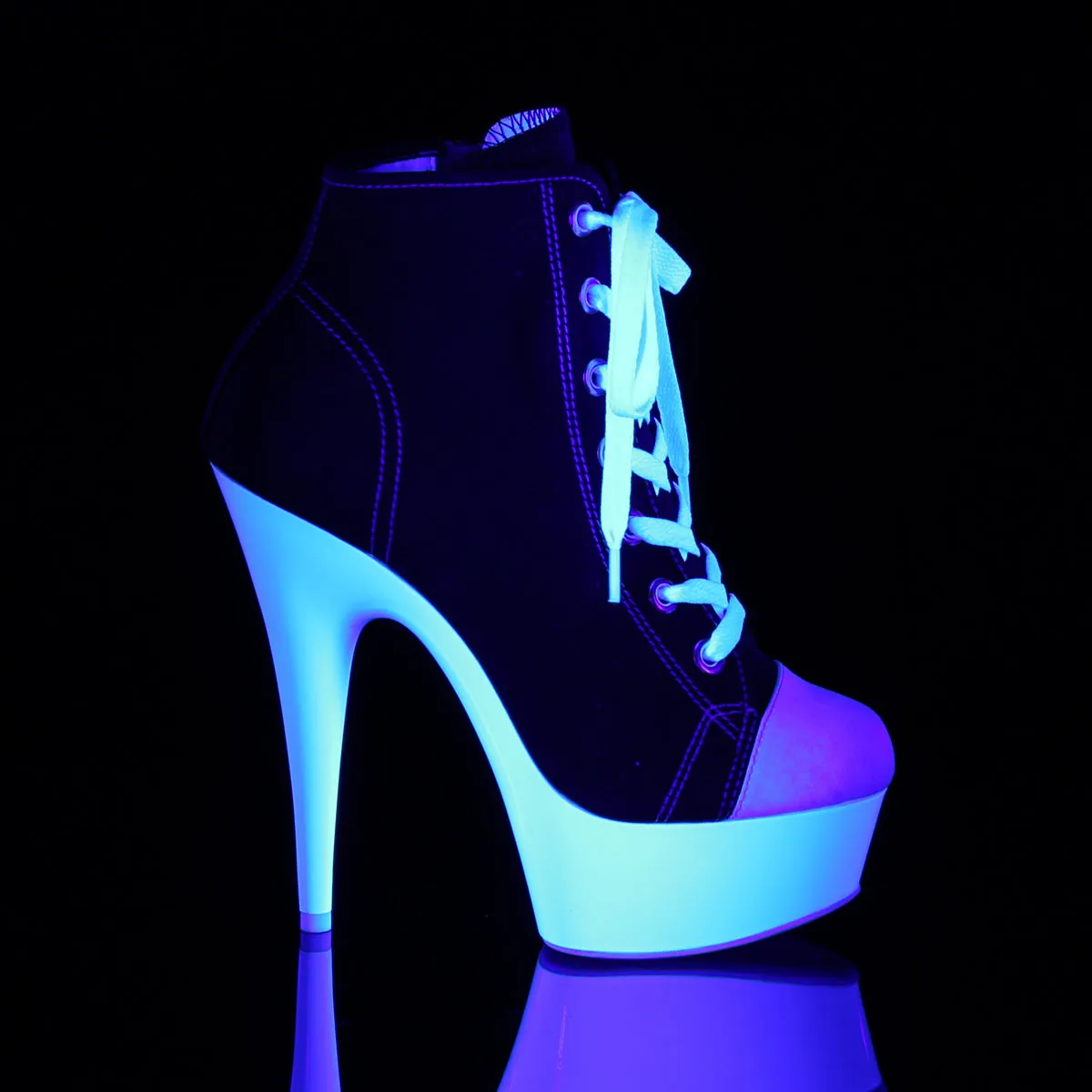 DELIGHT-600SK-02 Pleaser Black Canvas Sexy Platform Shoes (Pole Dancing Heels)