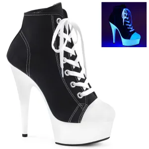 DELIGHT-600SK-02 Pleaser Black Canvas Sexy Platform Shoes (Pole Dancing Heels)