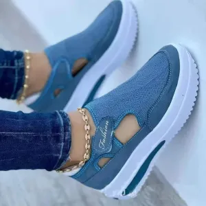 Designer Brand Women Fashion Platform Solid Color Vulcanized Sneakers Woman Casual Breathable Wedge Shoes Ladies Walking Shoes