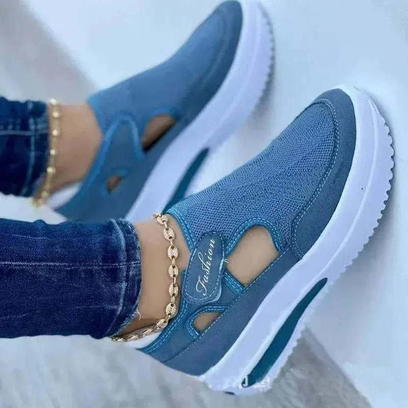Designer Brand Women Fashion Platform Solid Color Vulcanized Sneakers Woman Casual Breathable Wedge Shoes Ladies Walking Shoes