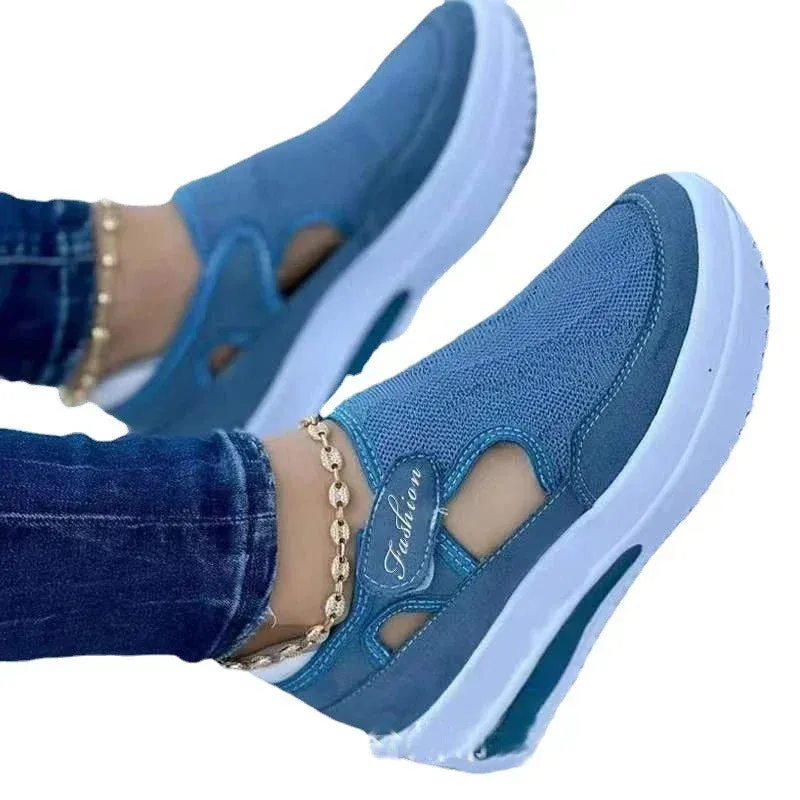 Designer Brand Women Fashion Platform Solid Color Vulcanized Sneakers Woman Casual Breathable Wedge Shoes Ladies Walking Shoes