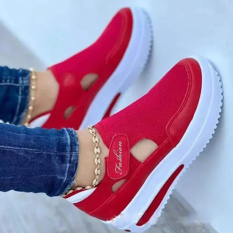 Designer Brand Women Fashion Platform Solid Color Vulcanized Sneakers Woman Casual Breathable Wedge Shoes Ladies Walking Shoes