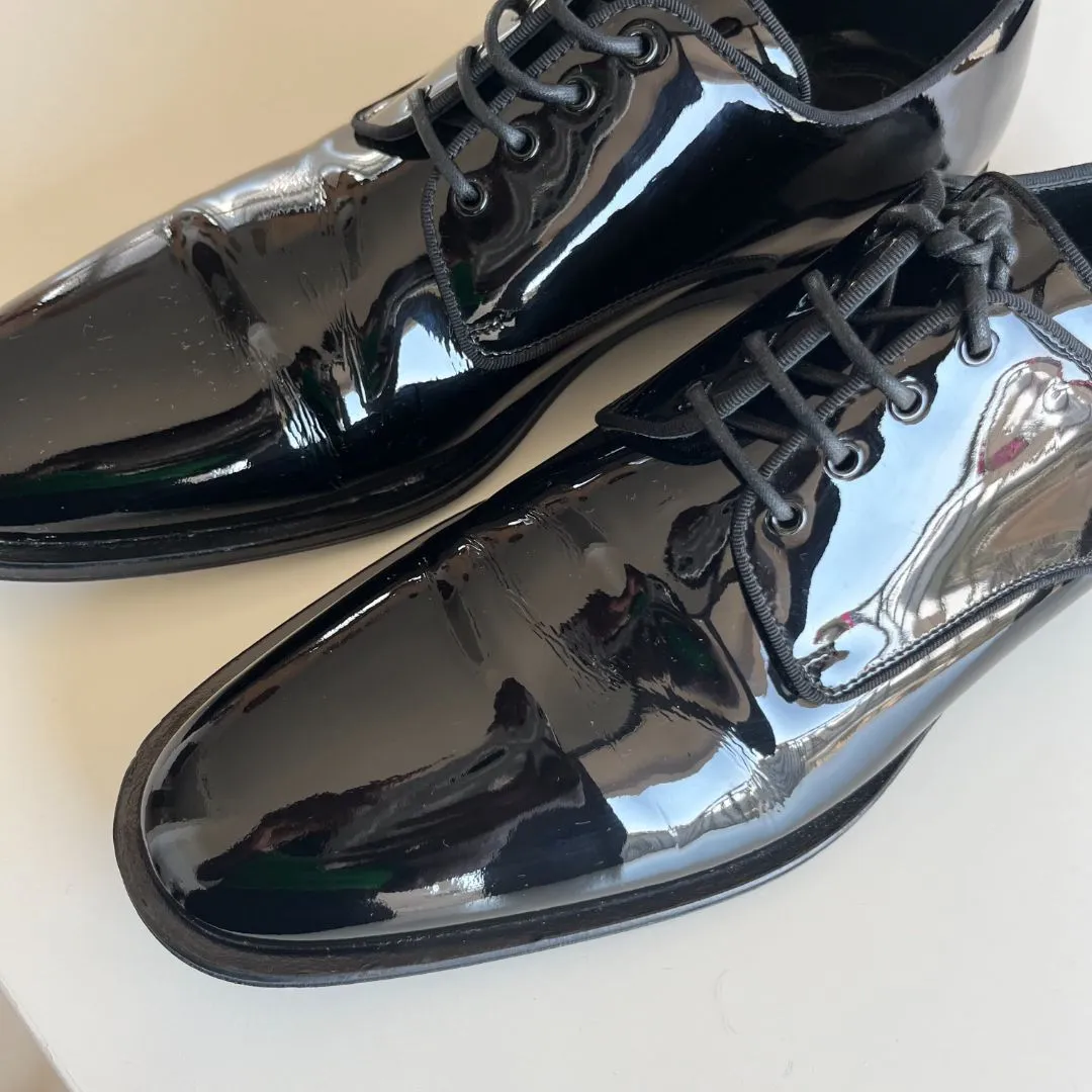 Dolce & Gabbana Derby Black Patent Leather Shoes, UK8.5