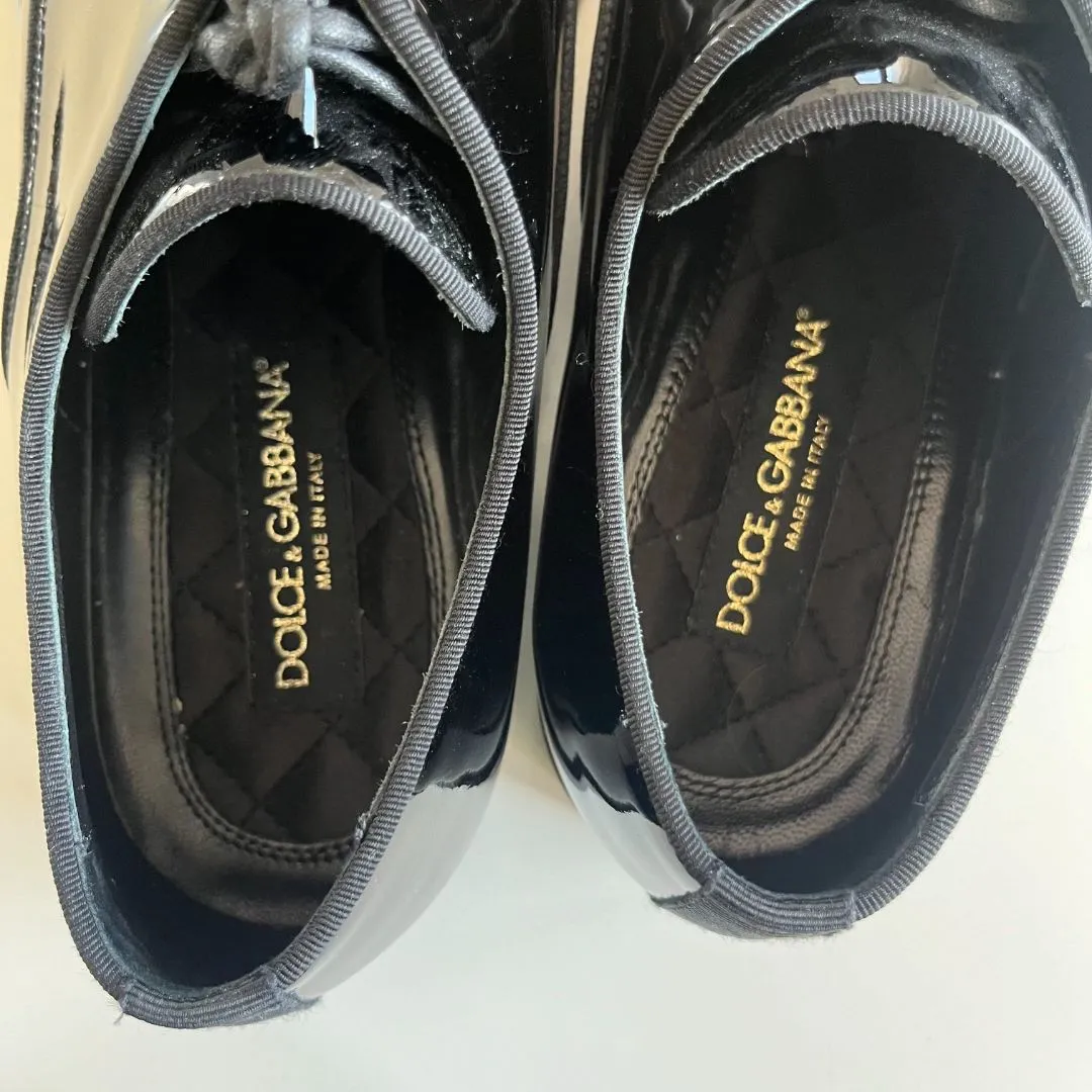Dolce & Gabbana Derby Black Patent Leather Shoes, UK8.5