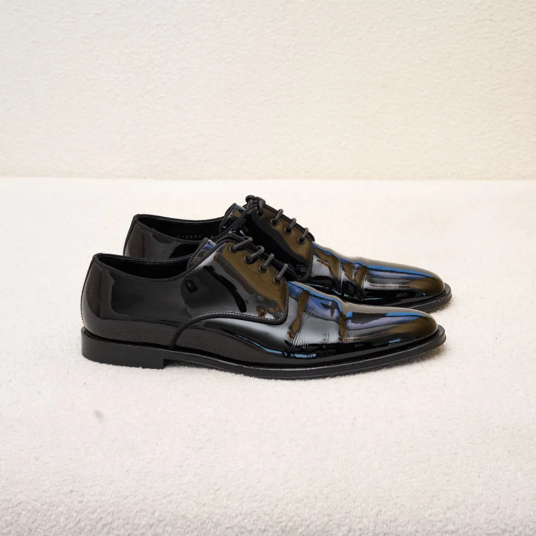 Dolce & Gabbana Derby Black Patent Leather Shoes, UK8.5