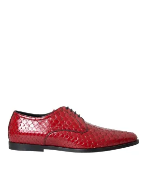 Dolce & Gabbana Red Textured Varnished Derby Herre Formal Sko