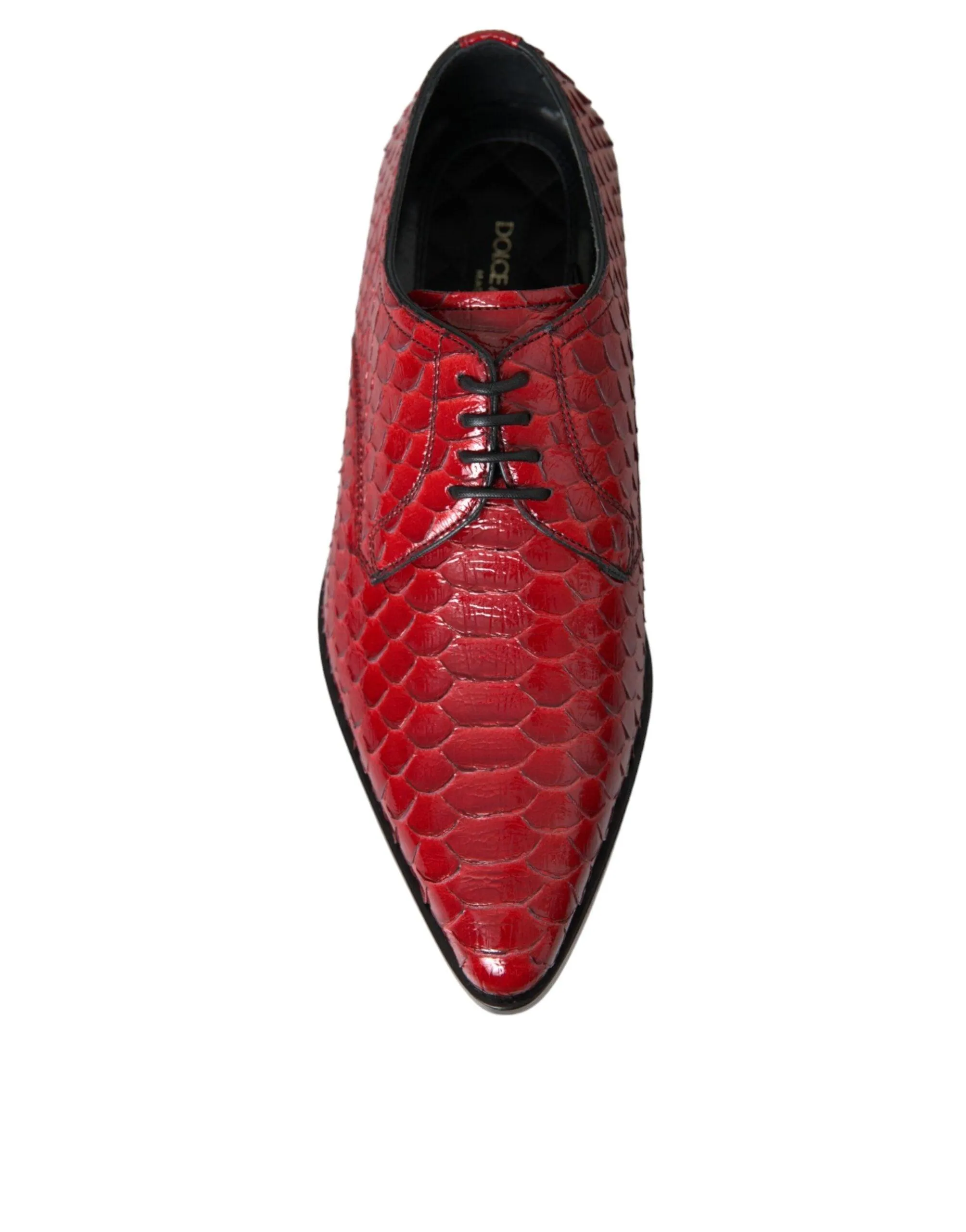 Dolce & Gabbana Red Textured Varnished Derby Herre Formal Sko