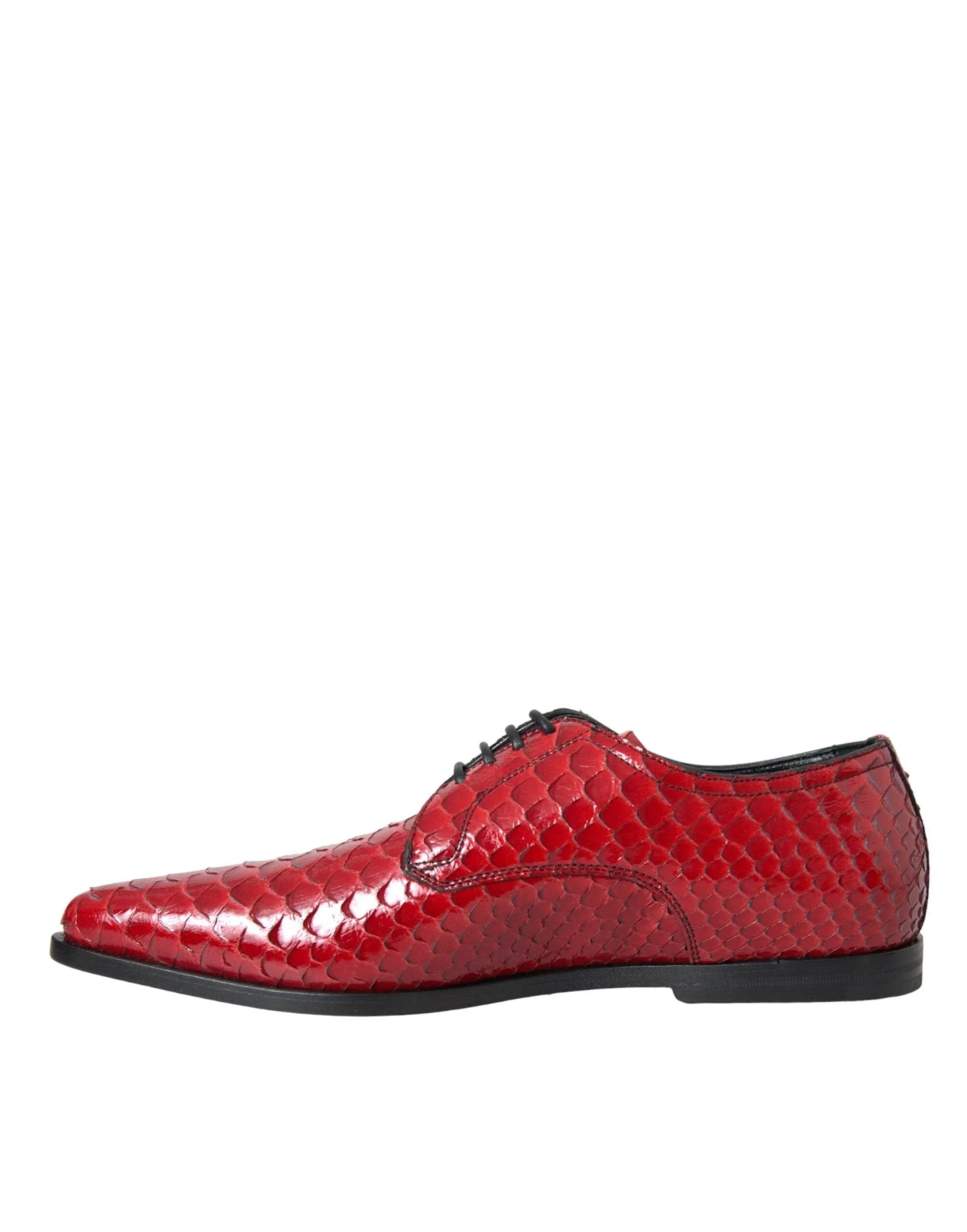 Dolce & Gabbana Red Textured Varnished Derby Herre Formal Sko