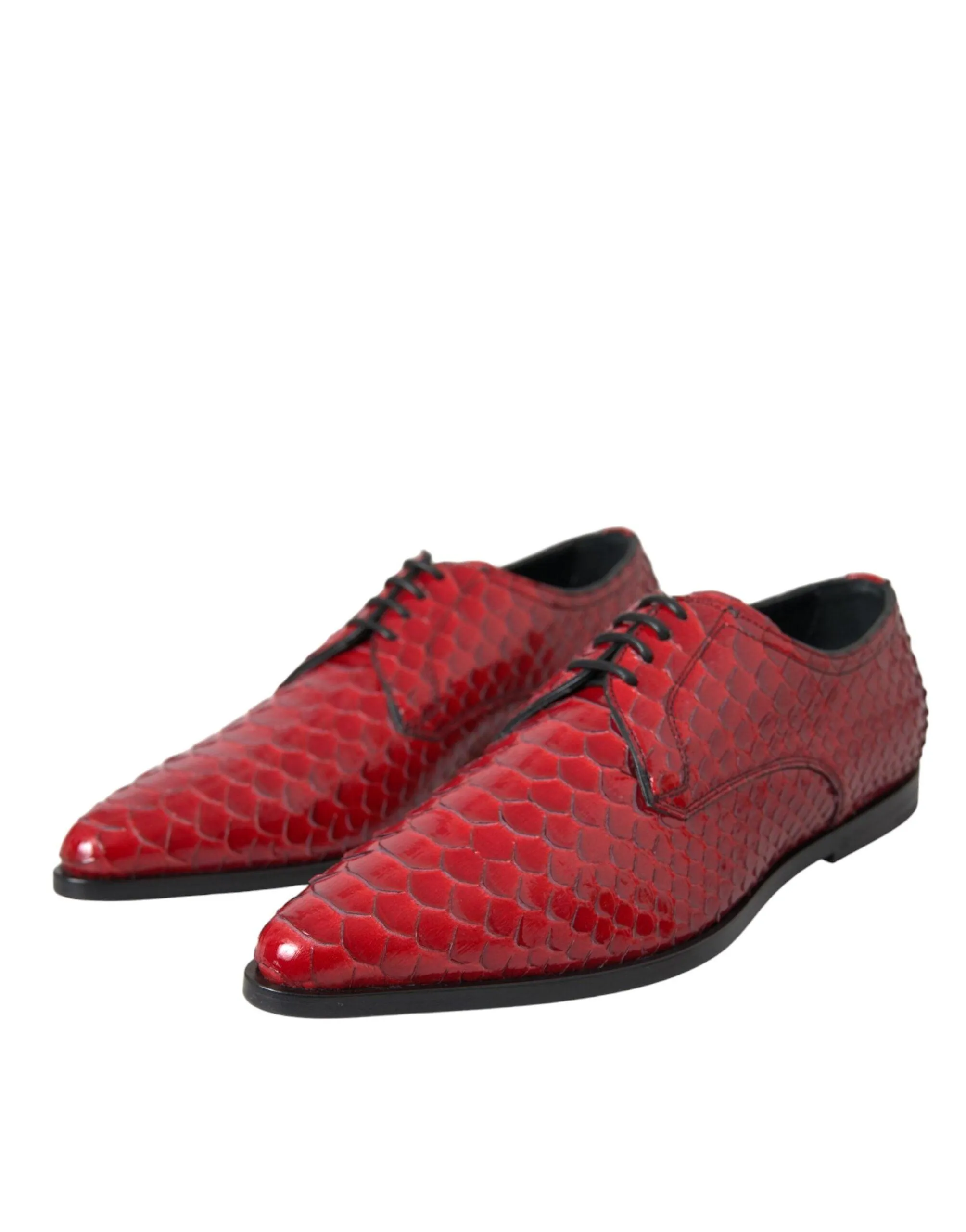 Dolce & Gabbana Red Textured Varnished Derby Herre Formal Sko