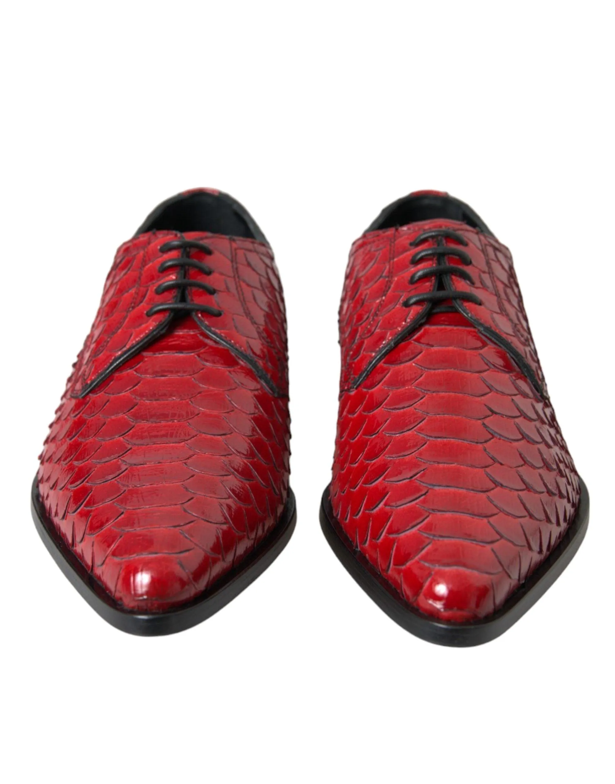 Dolce & Gabbana Red Textured Varnished Derby Herre Formal Sko