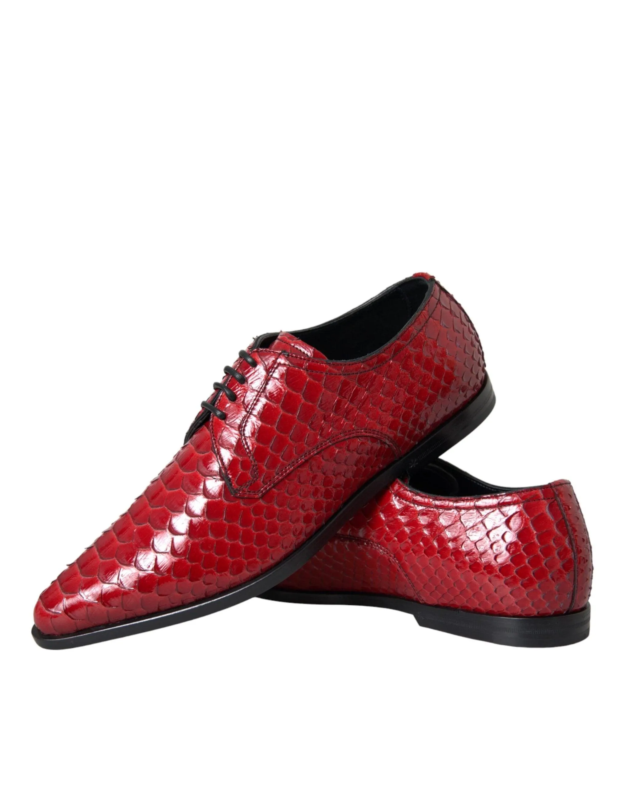 Dolce & Gabbana Red Textured Varnished Derby Herre Formal Sko
