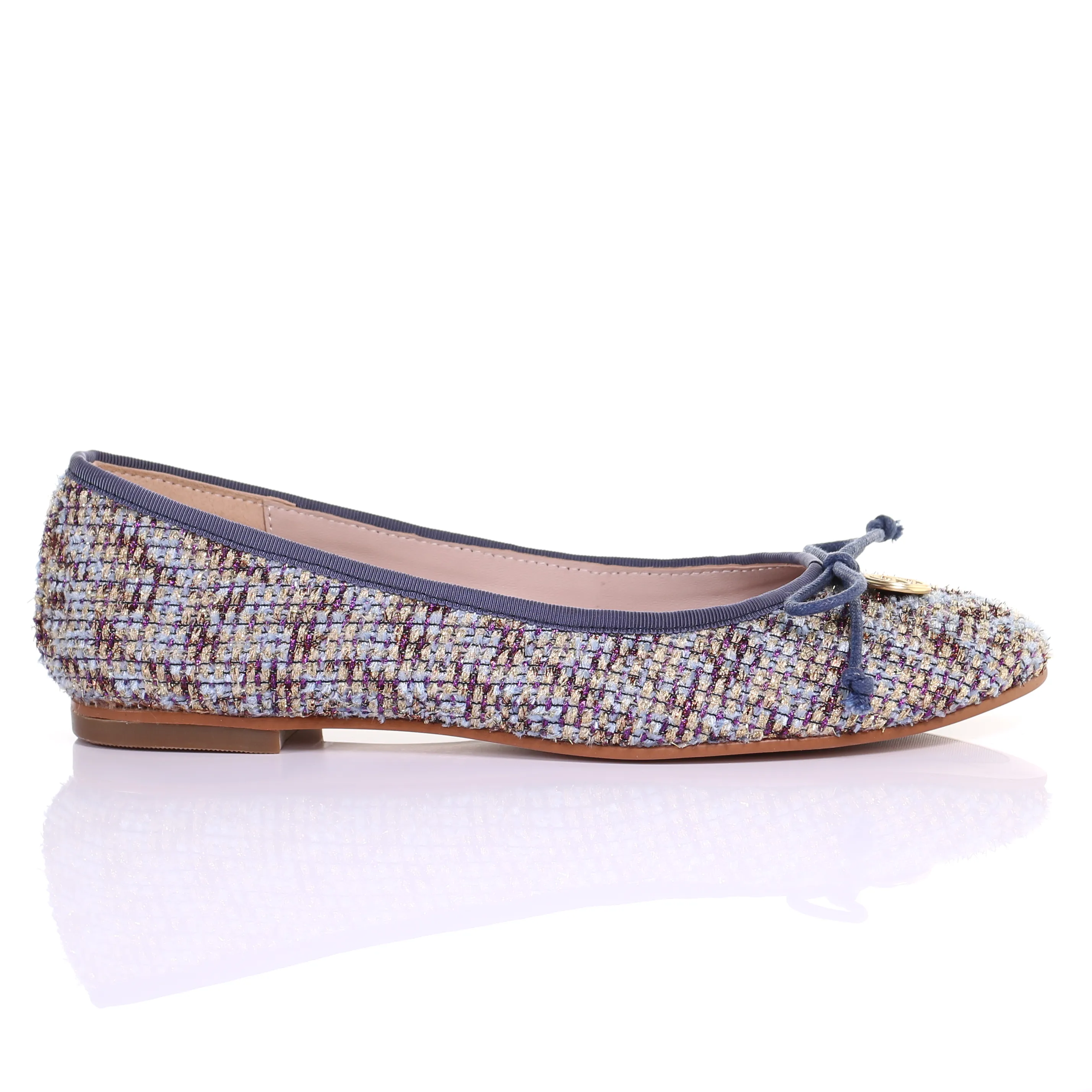 Embroidered fabric ballerina (Blue)