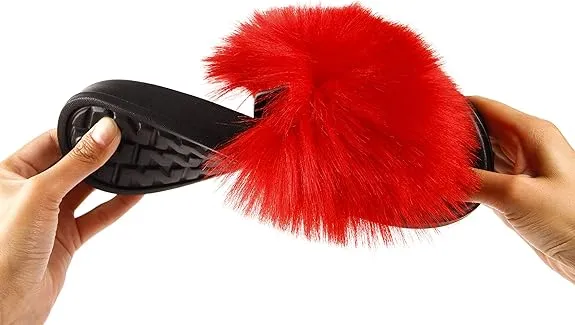 Fox Fur Slide Slippers