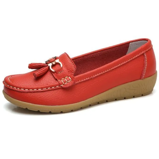 HAJINK Womens Leather Boat Shoes