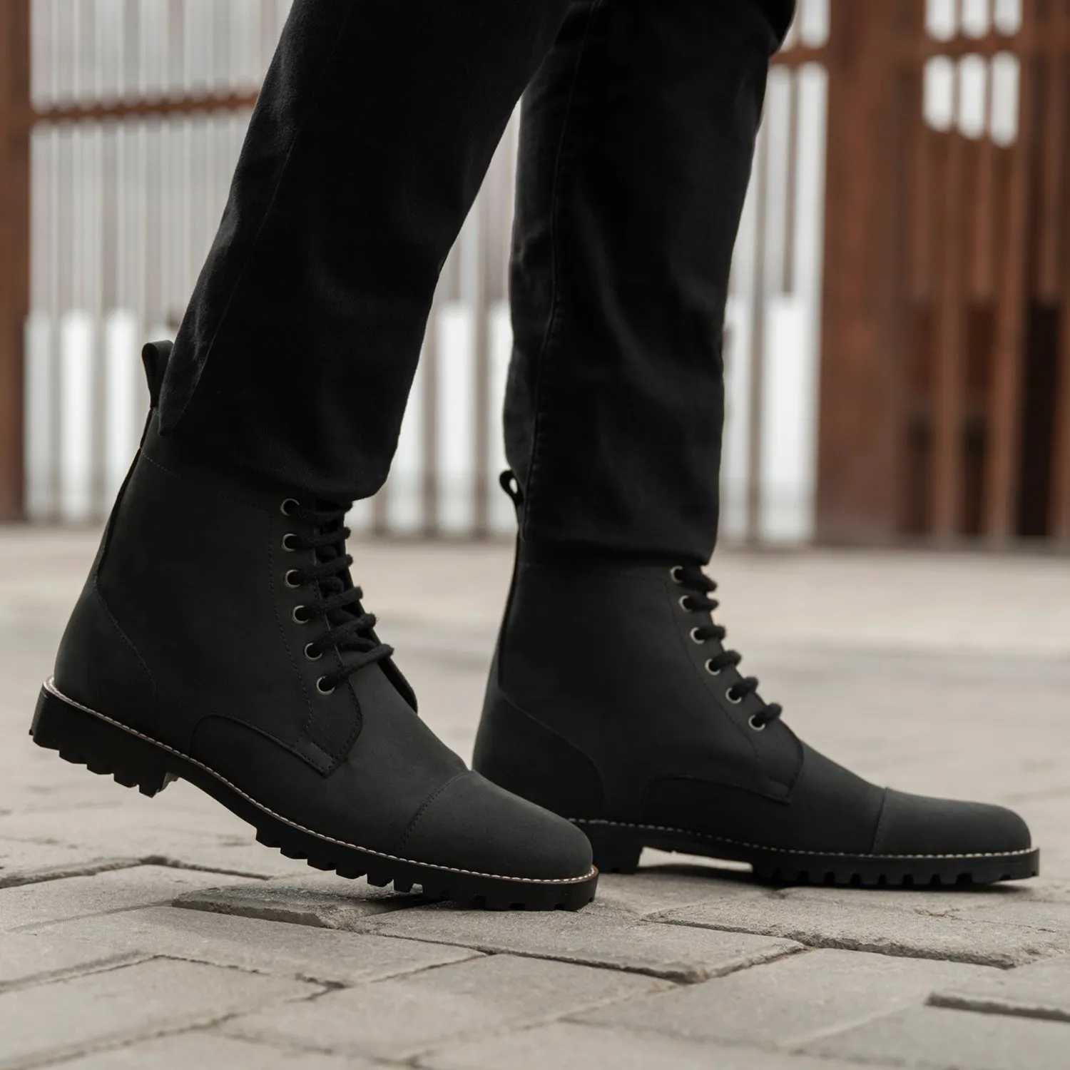 Knight Derby Matte Black Pullup Leather Boots - TerraGrip