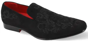Mens Black Faux Suede Embroidered Dress Loafers After Midnight 6974