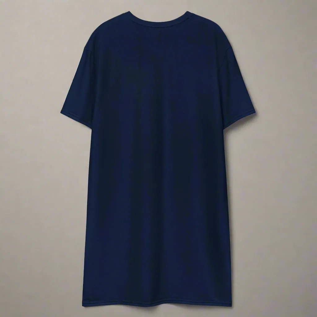 Navy Blue Retro Rubber Ducks in Sunglasses at Night Oversized T-shirt Dress 2XS-6XL