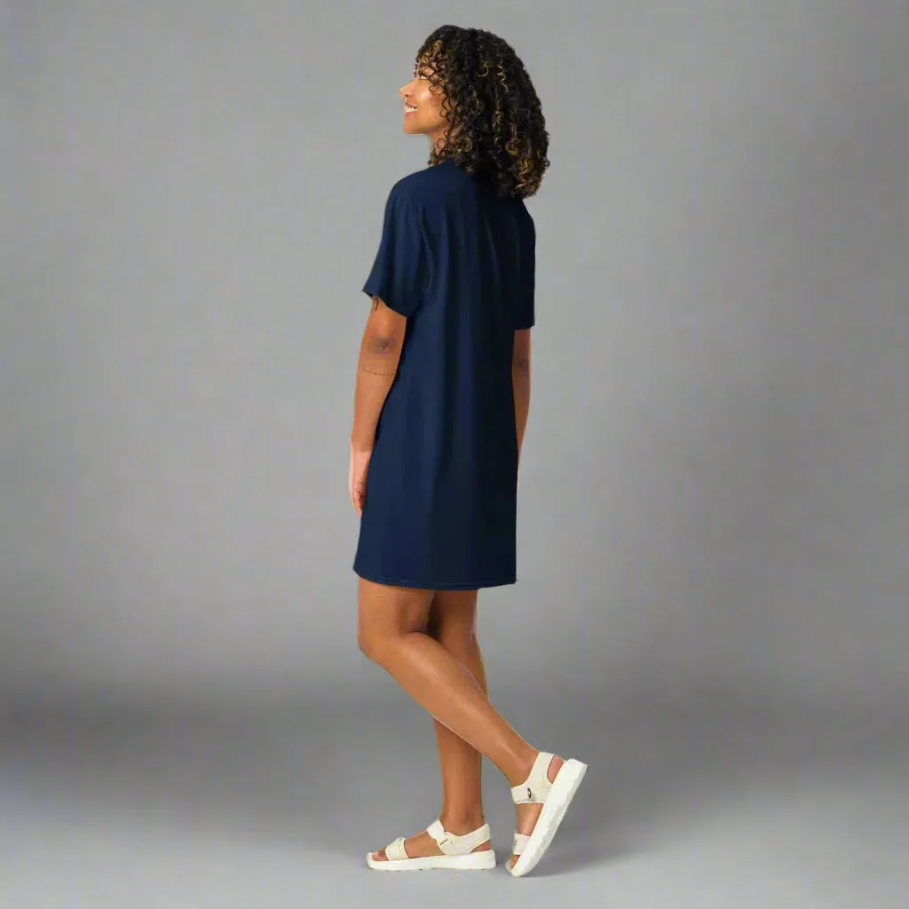 Navy Blue Retro Rubber Ducks in Sunglasses at Night Oversized T-shirt Dress 2XS-6XL