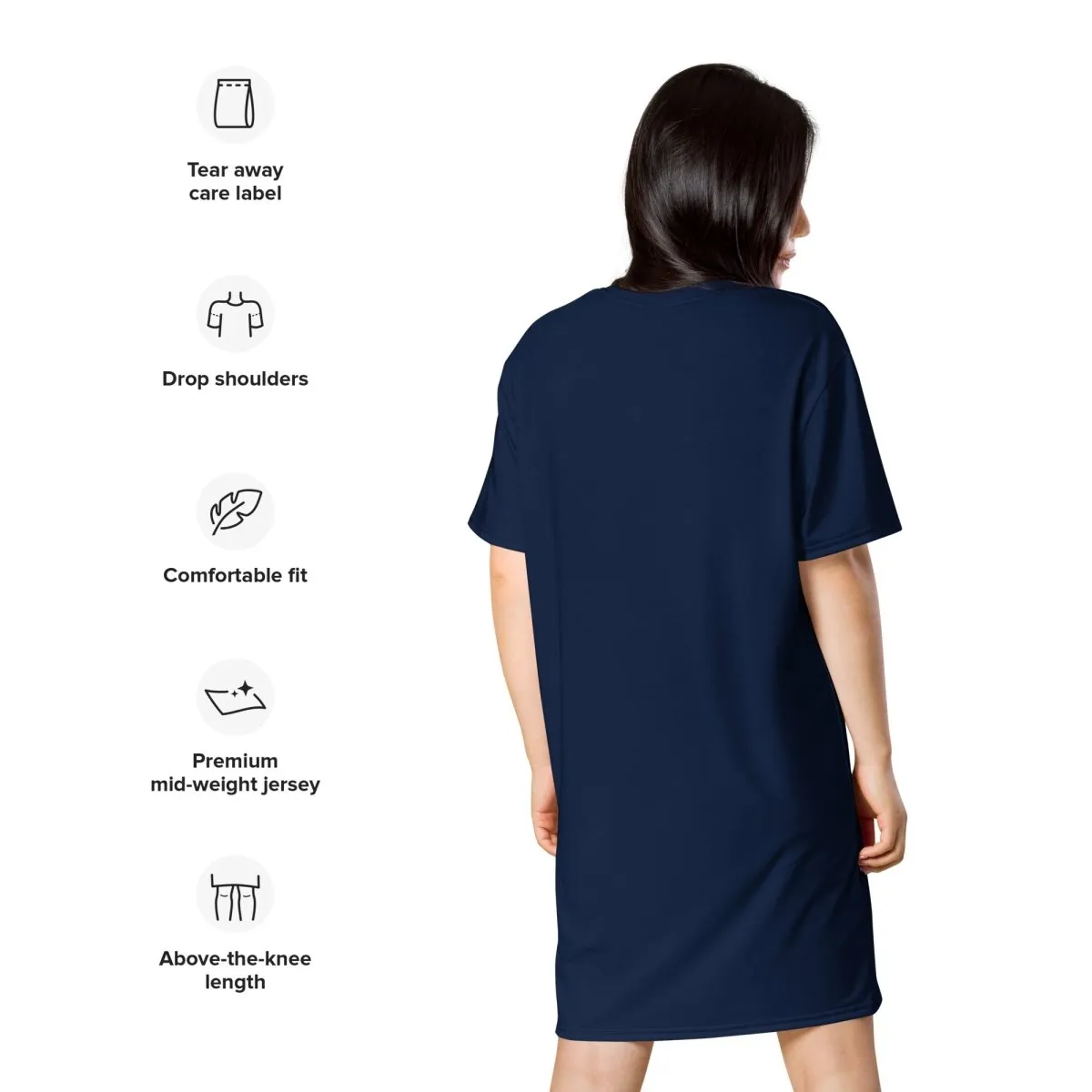 Navy Blue Retro Rubber Ducks in Sunglasses at Night Oversized T-shirt Dress 2XS-6XL