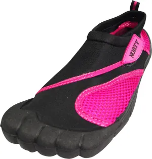 Norty WOMEN'S 5-10 WATER SHOE 5 TOE BLACK FUCHSIA