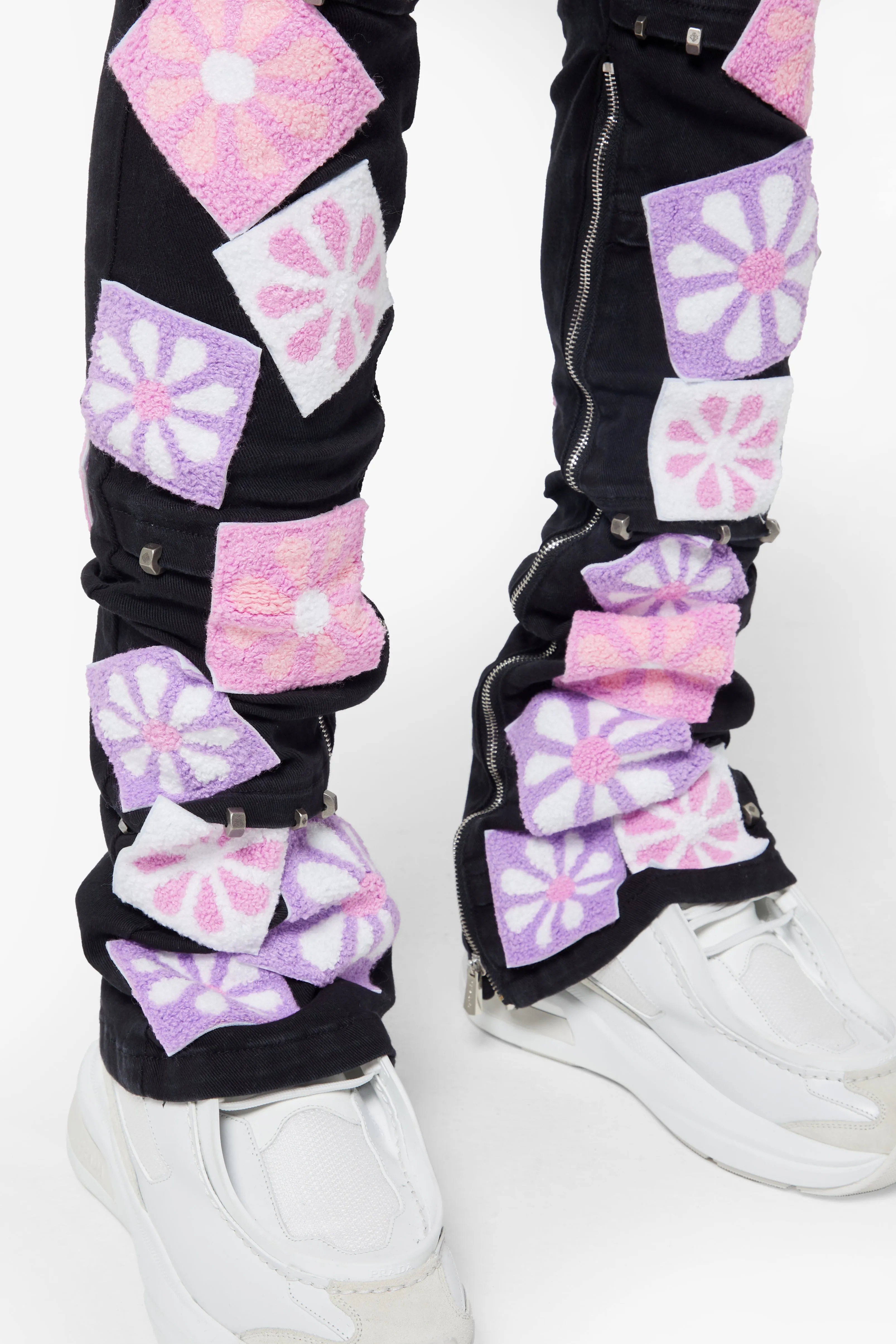Obsidian Black Flowers Denim V2