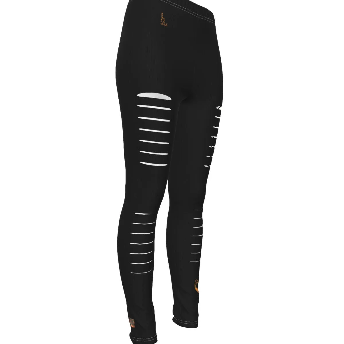 Officially Sexy Orange Army Camouflage Women's Black Ripped Leggings #1