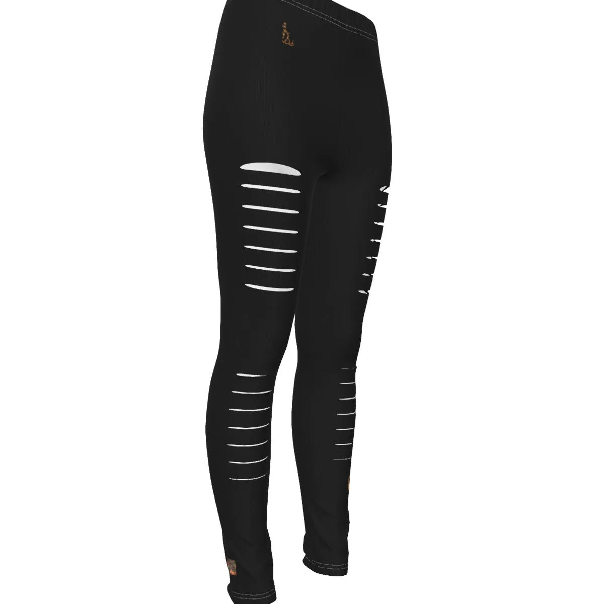 Officially Sexy Orange Army Camouflage Women's Black Ripped Leggings #1