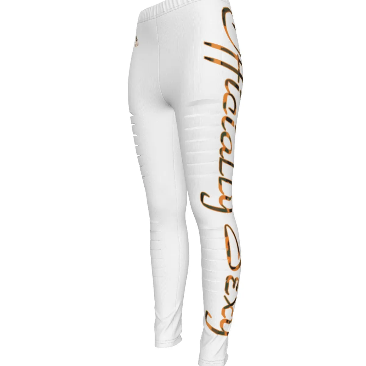 Officially Sexy Orange Army Camouflage Women's Black Ripped Leggings #1