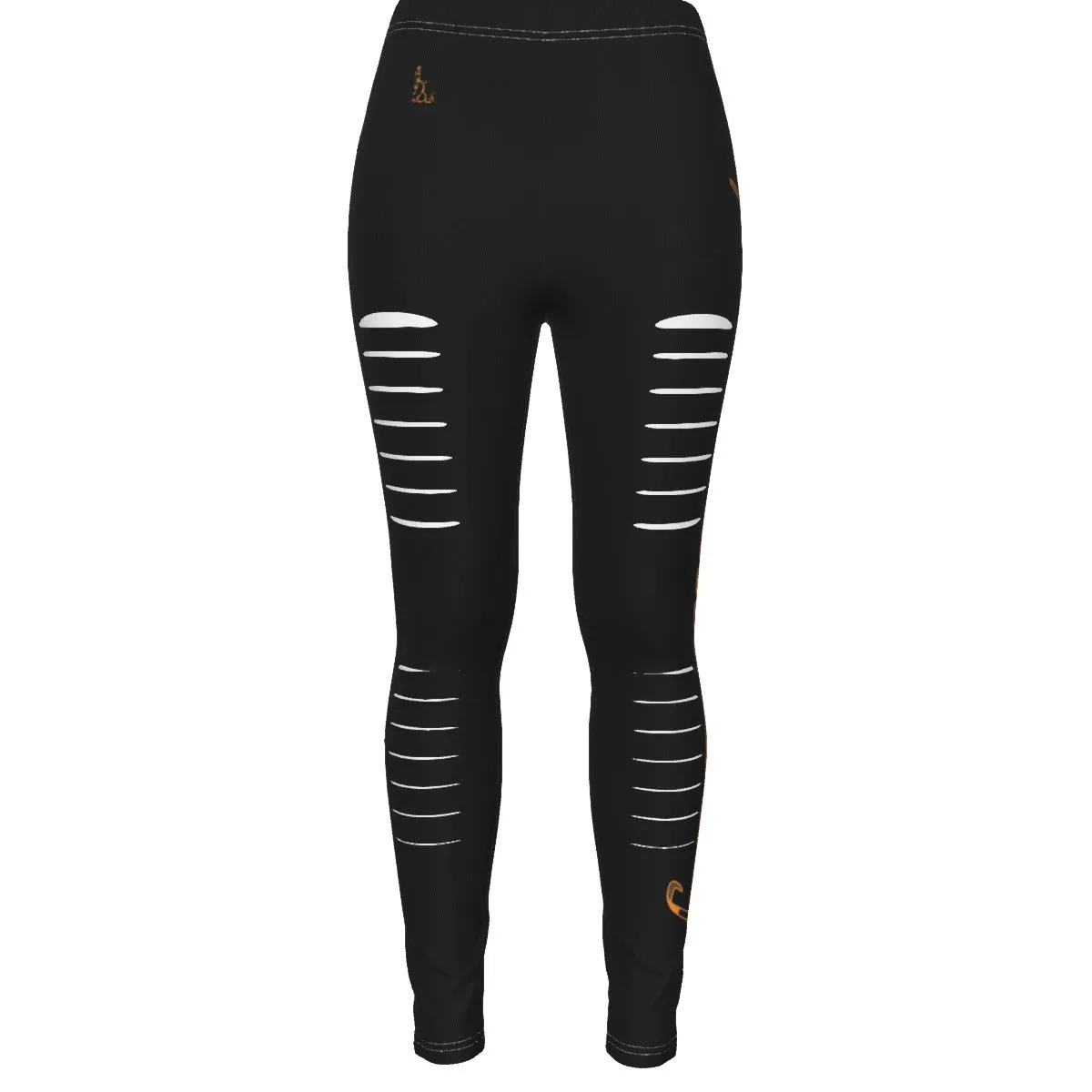 Officially Sexy Orange Army Camouflage Women's Black Ripped Leggings #1