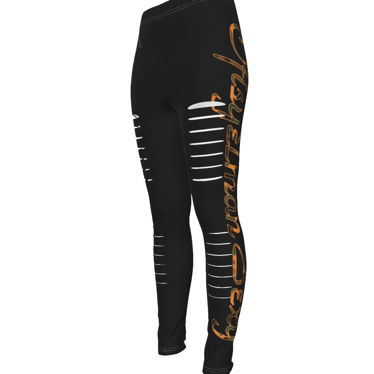 Officially Sexy Orange Army Camouflage Women's Black Ripped Leggings #1