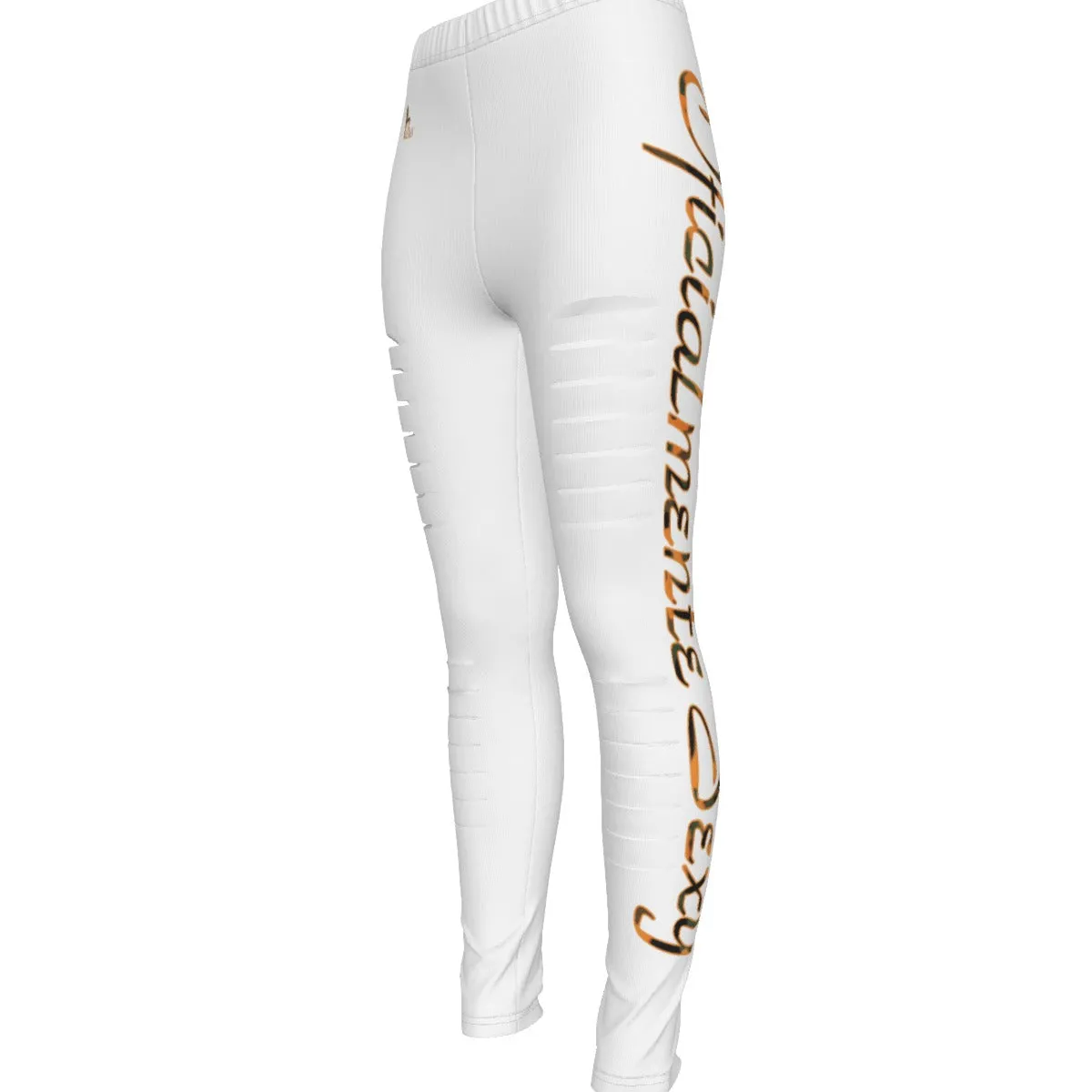 Officially Sexy Orange Army Camouflage Women's Black Ripped Leggings #1