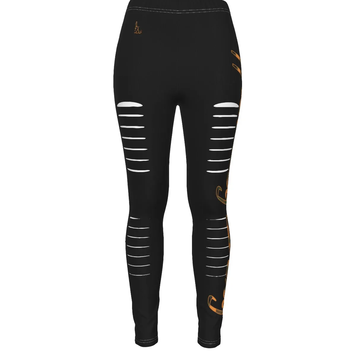 Officially Sexy Orange Army Camouflage Women's Black Ripped Leggings #1