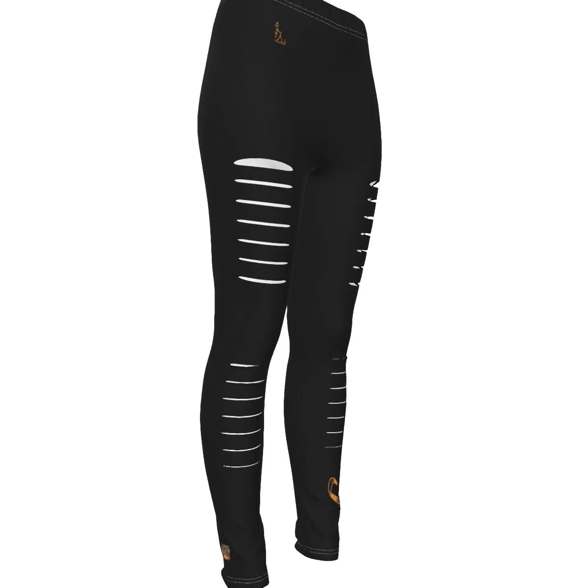 Officially Sexy Orange Army Camouflage Women's Black Ripped Leggings #1