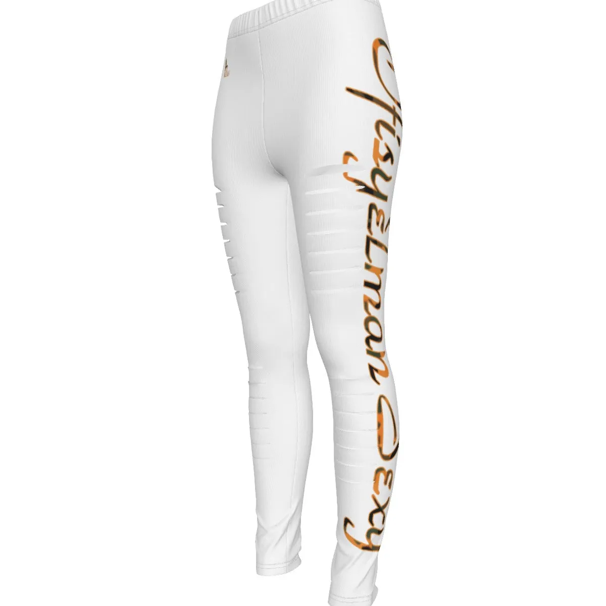 Officially Sexy Orange Army Camouflage Women's Black Ripped Leggings #1