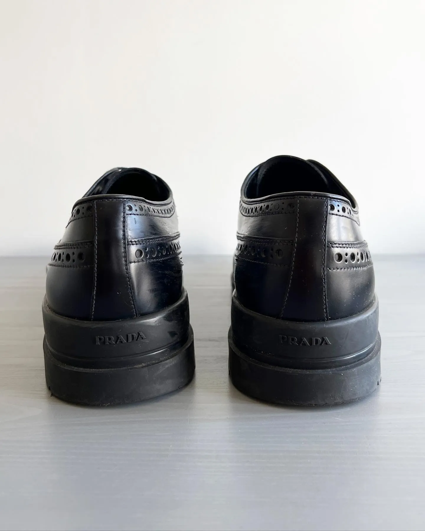 Prada Rubber Sole Brogue Derby Shoes - Size US10
