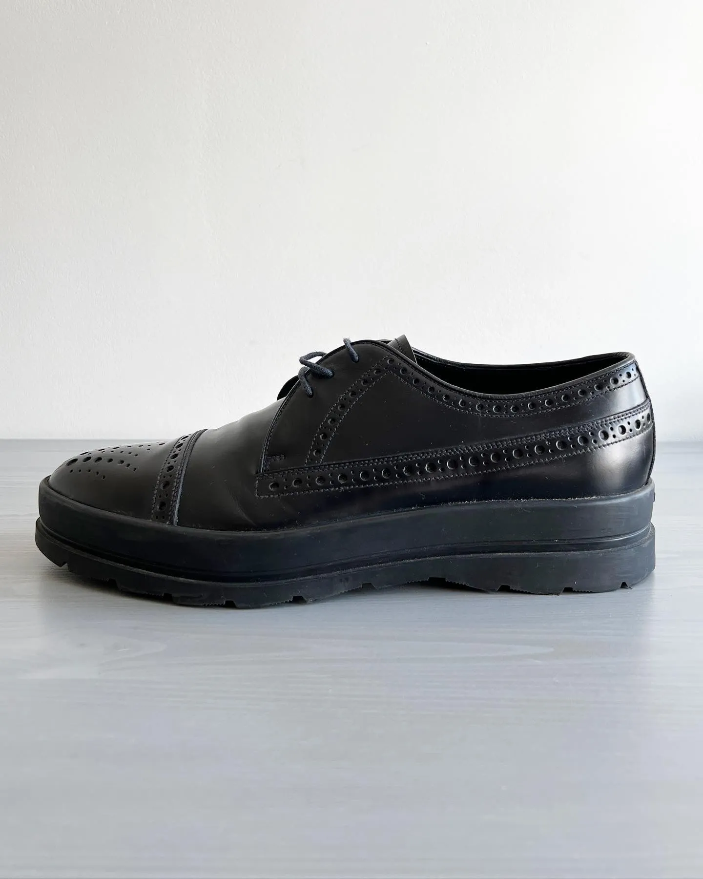 Prada Rubber Sole Brogue Derby Shoes - Size US10