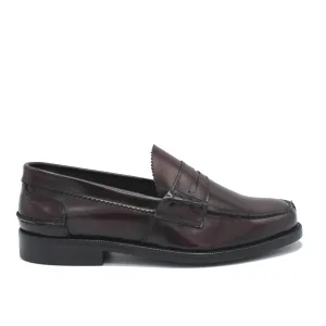 Saxone of Scotland Bordeaux Spazzolato Leather Mens Loafers Shoes