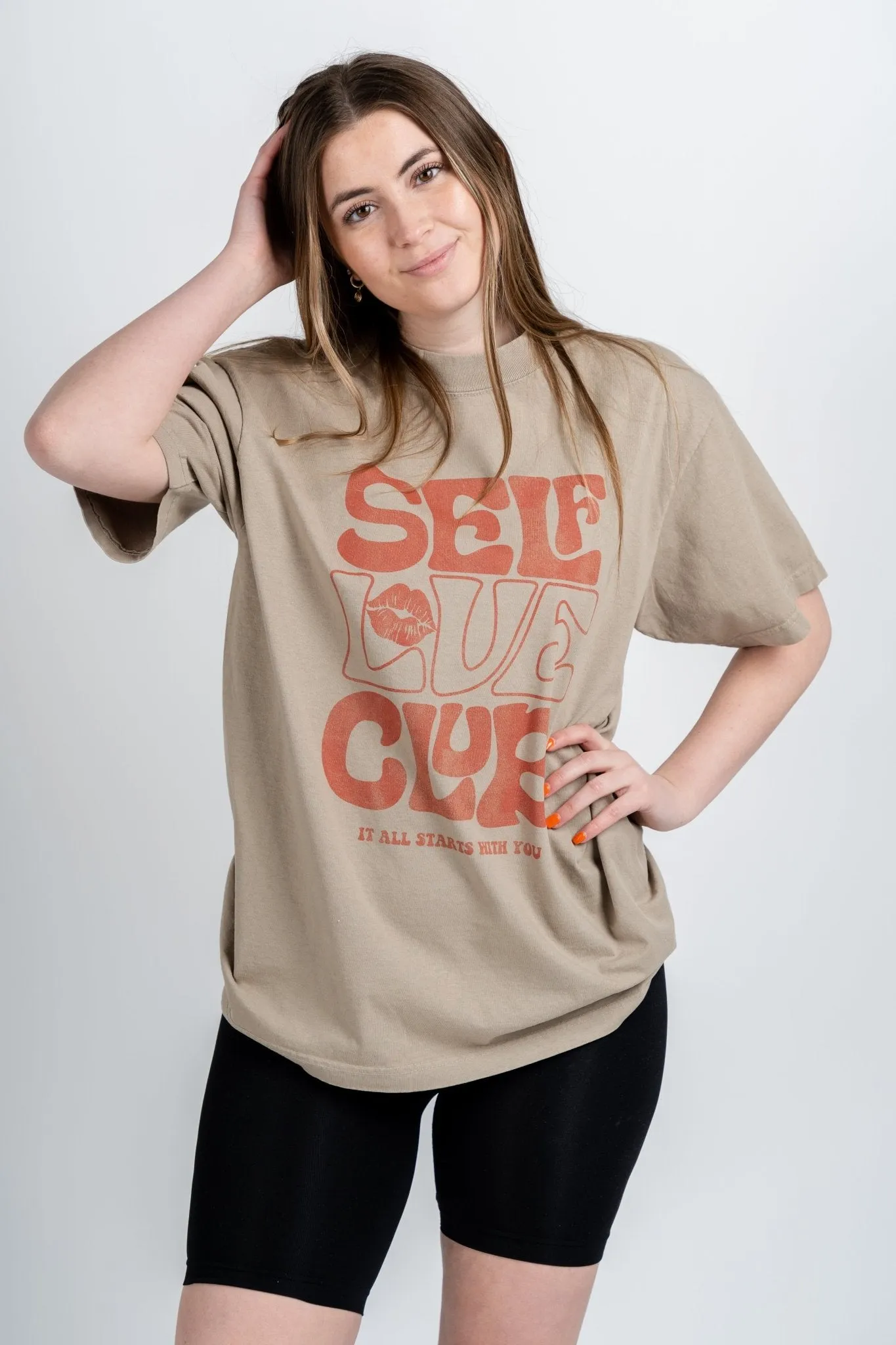 Self love club oversized graphic tee oatmeal