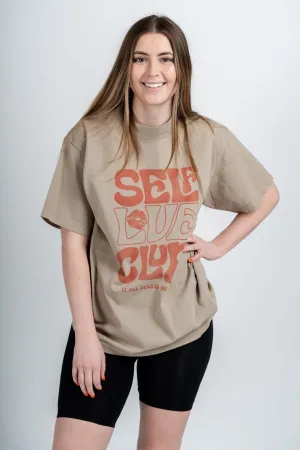 Self love club oversized graphic tee oatmeal